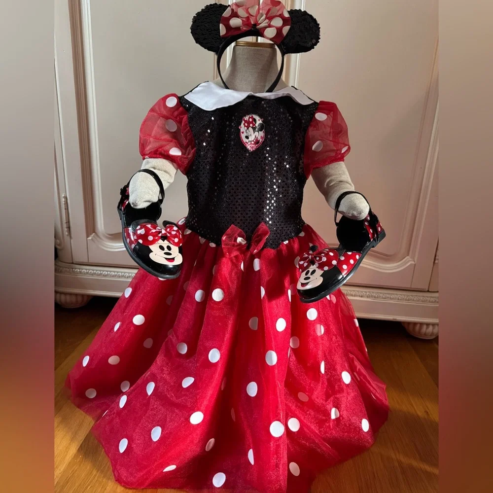 Minnie Mouse Dress Shoes ears Disney Store costume Polka Dot World 6 4th of July